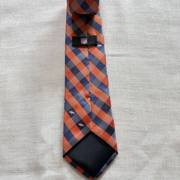 NFL Denver Broncos Tie Men's Classic Blue Orange Necktie - Picture 3 of 5